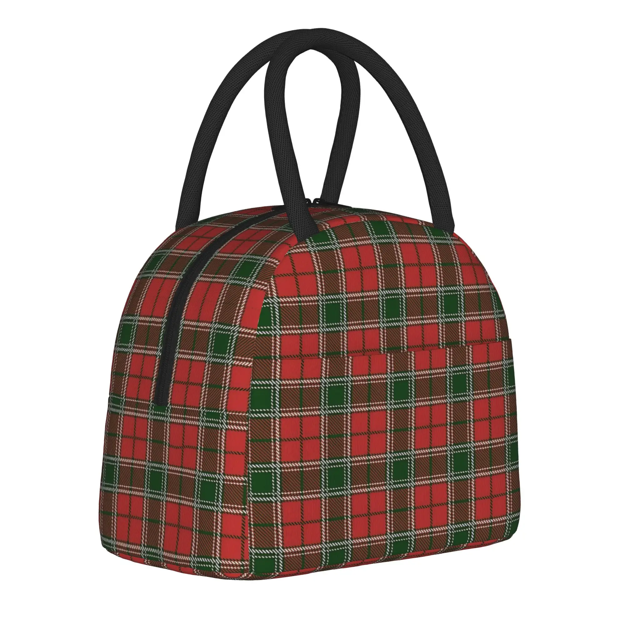 Christmas tartan pattern red and green  Insulated Lunch Bags Leakproof  Lunch Container Thermal Bag Lunch Box Tote Food Handbags
