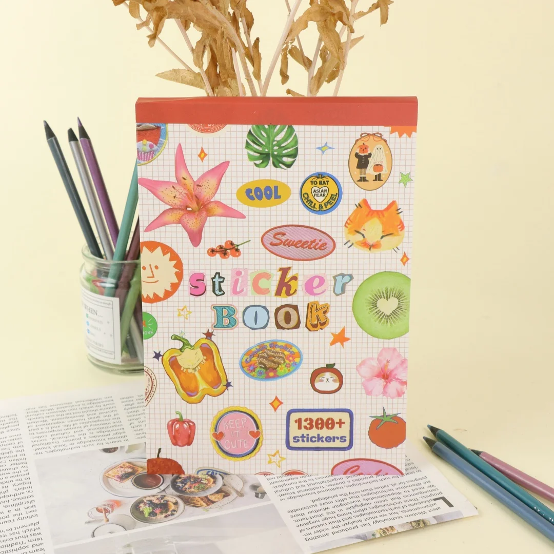 

Girlhood Sticker Book, Fruity Icons & Pastel Letters Tickets DIY Scrapbooking Journaling Handbook Decoration