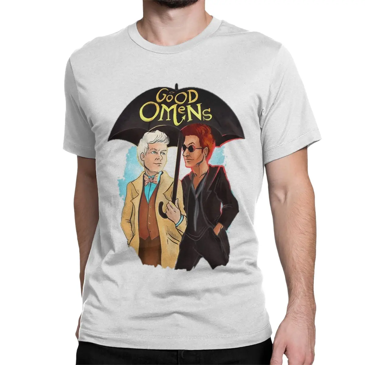 Good Omens T Shirts for Men Women 100% Cotton Humorous T-Shirt Round Collar Angel Demon Tee Shirt Short Sleeve Tops Plus Size