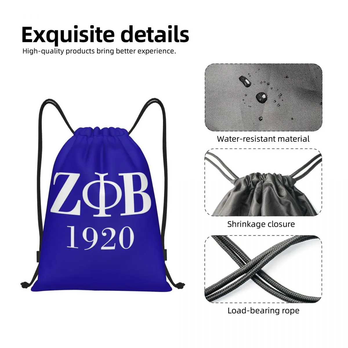 Personalizado Zeta Phi Beta Sorority Logo Drawstring Sacos para Treinamento Yoga Mochilas Mulheres Homens Carta Grega 1920 Sports Gym Sackpack