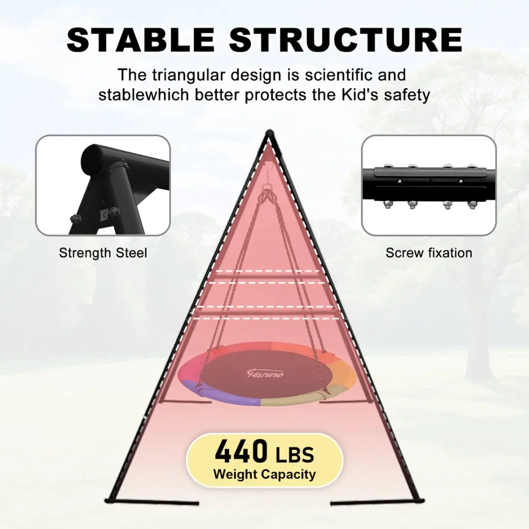 Suporte para Balanço de Varanda Externa, Estrutura de Balanço Reforçada, Estrutura Metálica Completa com 4 Estacas de Solo, Compatível com a Maioria dos Balanços