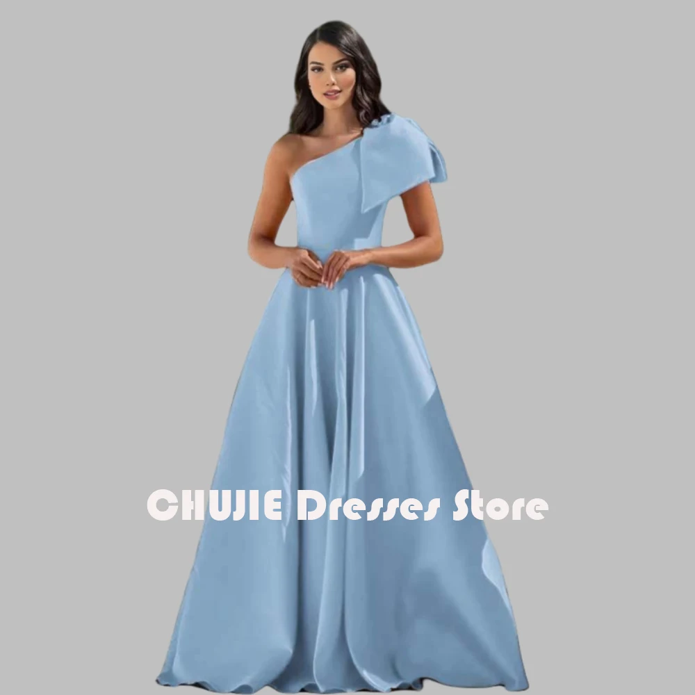 

Light Blue Long Elegant Mother of The Bride Dresses For Woman One Sholder Ball Gowns Wedding Party Evening Dresses Customized