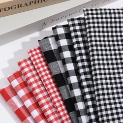 50X145cm Red Cotton Yarn Dyed Plaid Check Fabric DIY Sewing Patchwork Quilting Doll Cloth Dress Tablecloth Blanket Telas