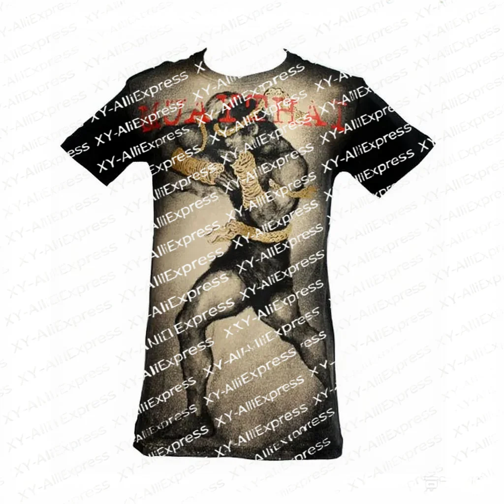 Traditional Rope Muay Thai Fighter Short Sleeve T-Shirt, Breathable Quick-Dry for Retro Combat Portrait Shooting
