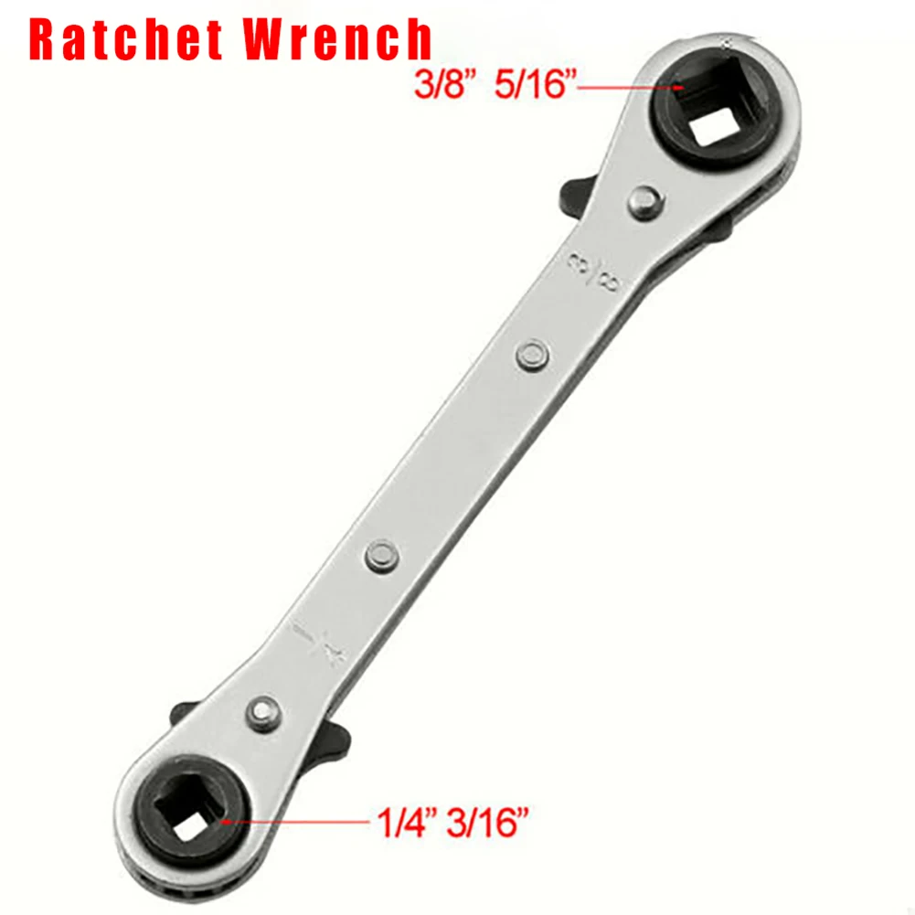 Chrome Vanadium Ring Double Head Ratchet Wrench 1/4 3/8 3/16 5/16Inch Port Valve HVAC ToolRatchet Combination Spanner Set