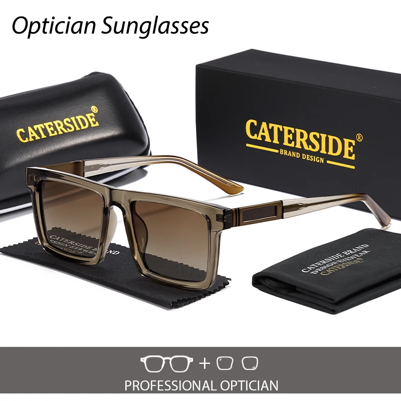 CATERSIDE Klassische quadratische optische Sonnenbrille für Herren, Retro-Design, individuelle Korrektionsbrille, Damen-Outdoor-Reisebrille – Detail 2