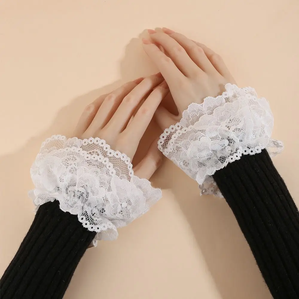 

Elegant Lace Ruffled Wrist Fake Sleeves Cuffs Costume Accessory Soft Fake Cuff Comfortable Lace Cuff Stage Performance