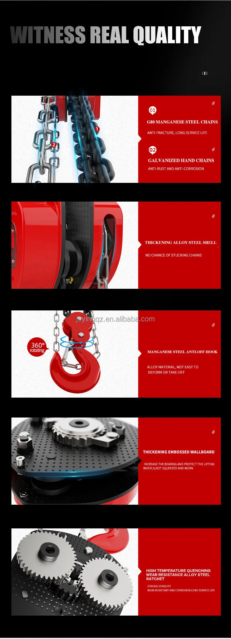 كتلة سلسلة رفع تعمل يدويًا 1 طن رافعة سلسلة #5