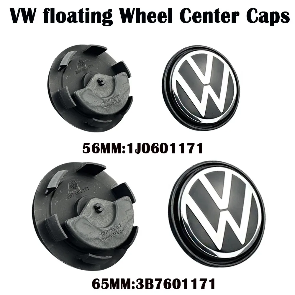4pcs 56mm 65mm VW floating Car Wheel Center Caps Hubcap Cover for VW Jetta MK5 Golf Passat styling CC Golf 3B7601171 1J0601171 view 3