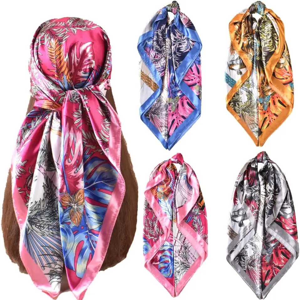 

35" Satin Hair Scarf for Women, Silk Bandana Headscarf for Wrapping and Sleeping