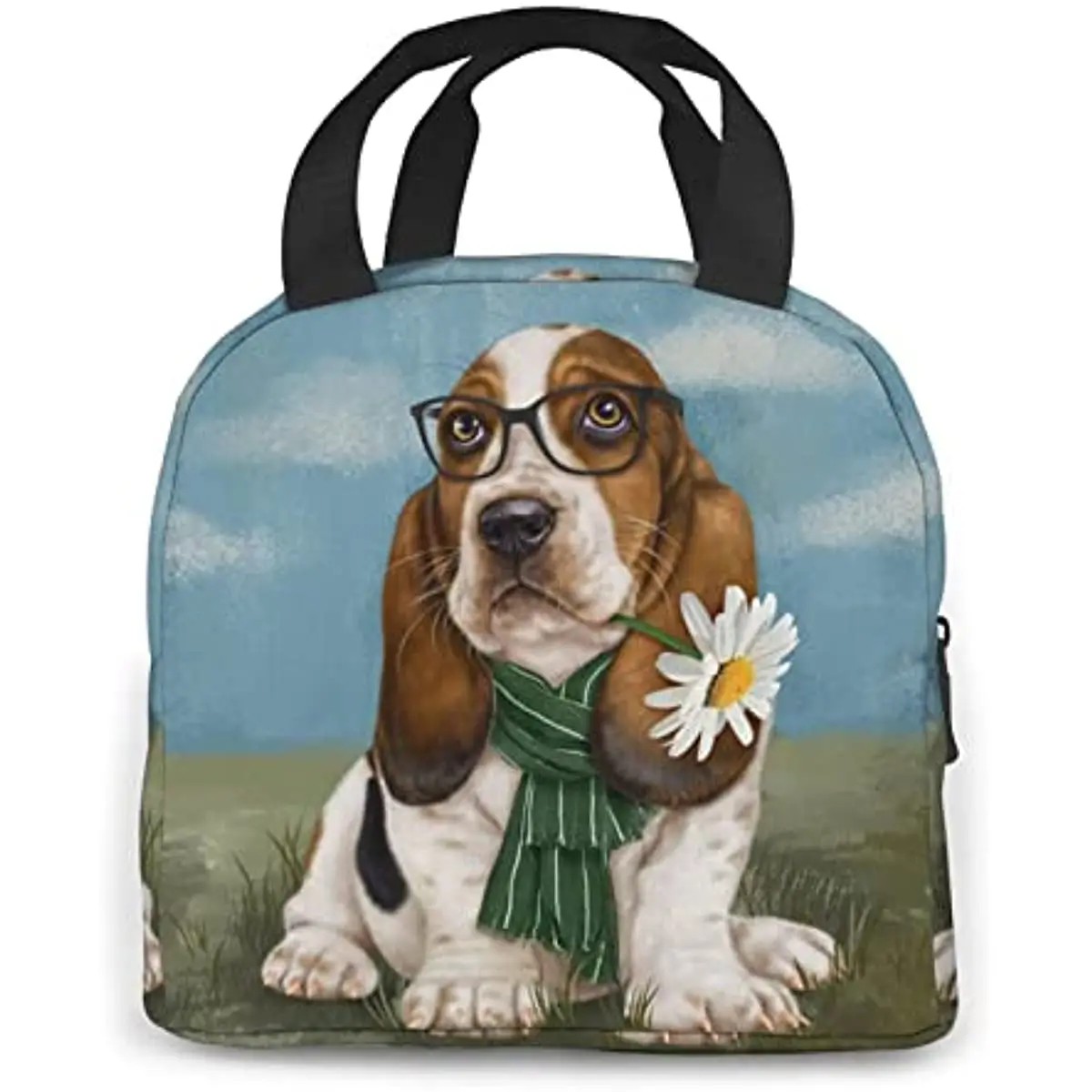 Basset Hound Dog Portable Lunch Bag Woman Waterproof Tote Shoulder Bags Box Small Handbagspicnic Office School Lunch Box Bag