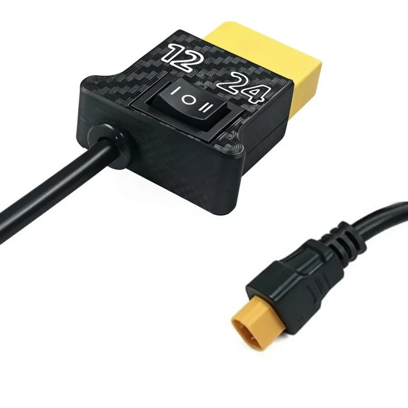 1 Stück SDC (XT120-M Stecker) auf XT60 12-24V Dual-Voltage-Stromversorgungsadapterkabel mit Wahlschalter für DJI Portable Power Station