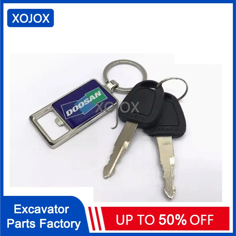 XOJOX For Deawoo Doosan Bobcat Terex Excavator Heavy Equipment Ignition Start Switch Door Lock Fit E80 2PCS F900 Key and Chain