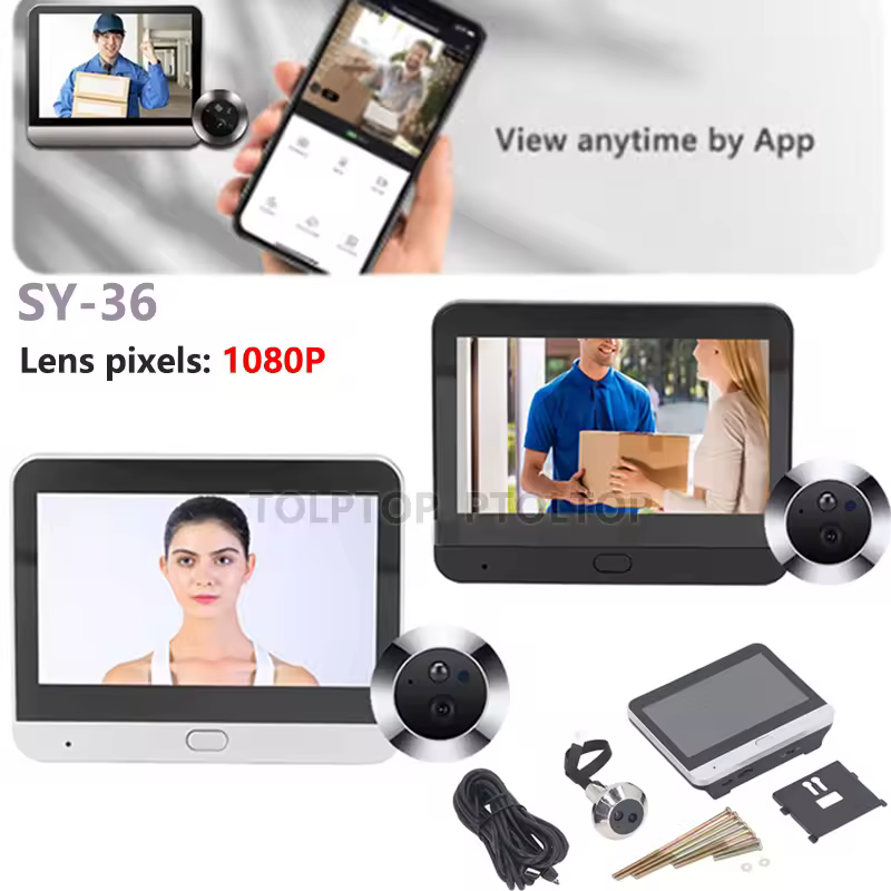 Hd 1080p 4.3 אינץ 'אלחוטי דלת מצלמה pephole הלילה pir wifi אבטחה אלחוטי אבטחה בית חכם עם שתי דרכי שיחה