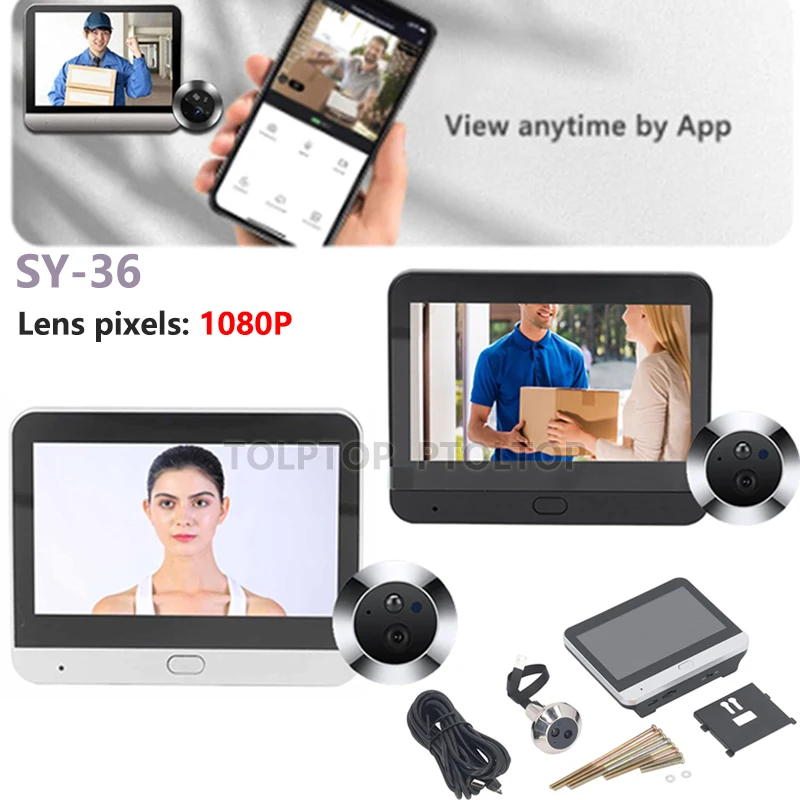 Câmera Peephole sem Fio hd Night Pir Wifi Proteção de Segurança Casa Inteligente com Chamada em Dois Sentidos 4.3 Polegada 1080p