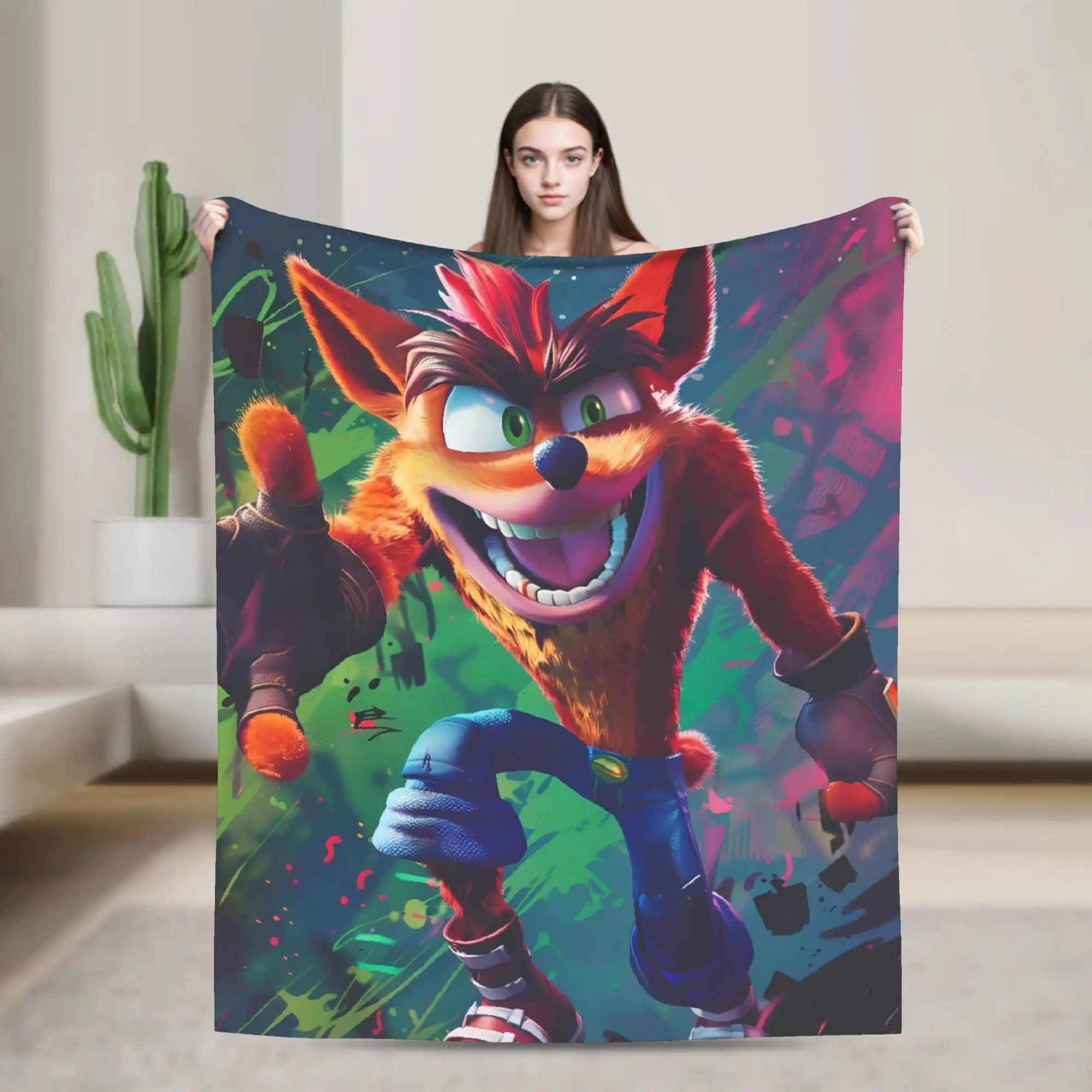 Crashs Bandicoots Flannel Blanket Winter  Warm Soft Bedding Throws for Girls Boys Outdoor Funny Bedspread Sofa Bed Cover