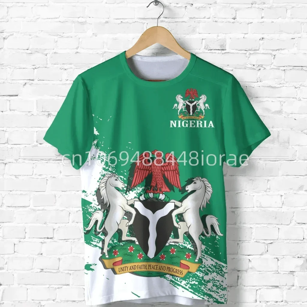 New Summer Men's Clothing Africa Region T-Shirts Nigerian Flag T-Shirts Pride Style Print Casual Harajuku Street Style T-Shirts