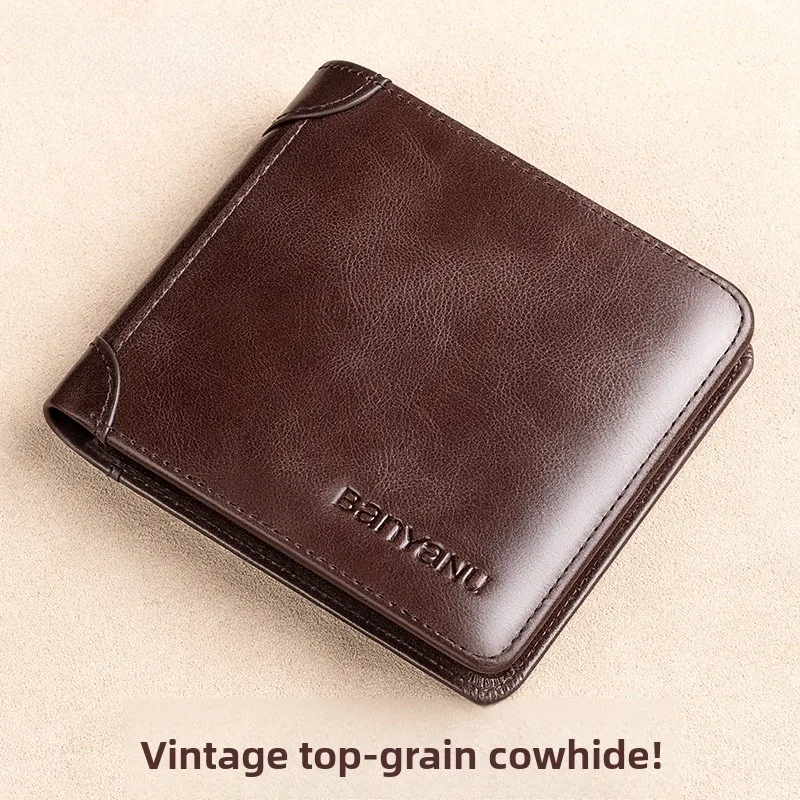 

Тонкий мужской горизонтальный кожаный кошелек из натуральной яловой кожи, водительские права, зажим для денег, держатель для карт, простой кошелек для бизнеса