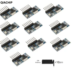 QIACHIP 10PCS 433 Mhz RF Receiver Learning Code Decoder Module 433Mhz Wireless 4 CH Output For Remote Controls 1527 2262 Encodin