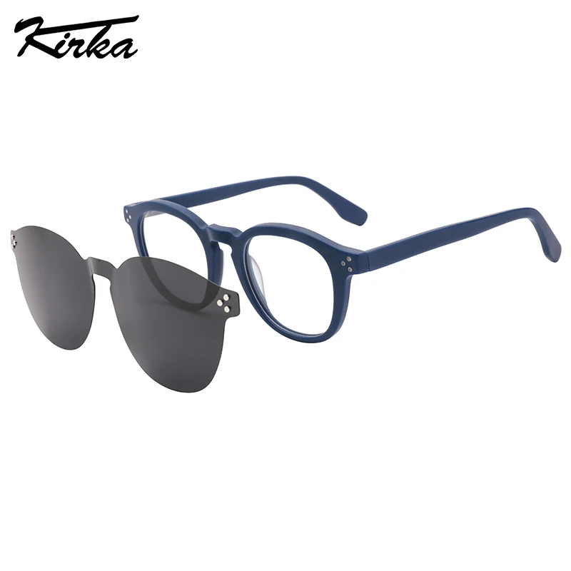 Kirka Unisex Polarized Sunglasses Magnetic Clip On Acetate Oval Sun Glasses Layer Man Goggles Sunglasses 5 Colors WD1334S