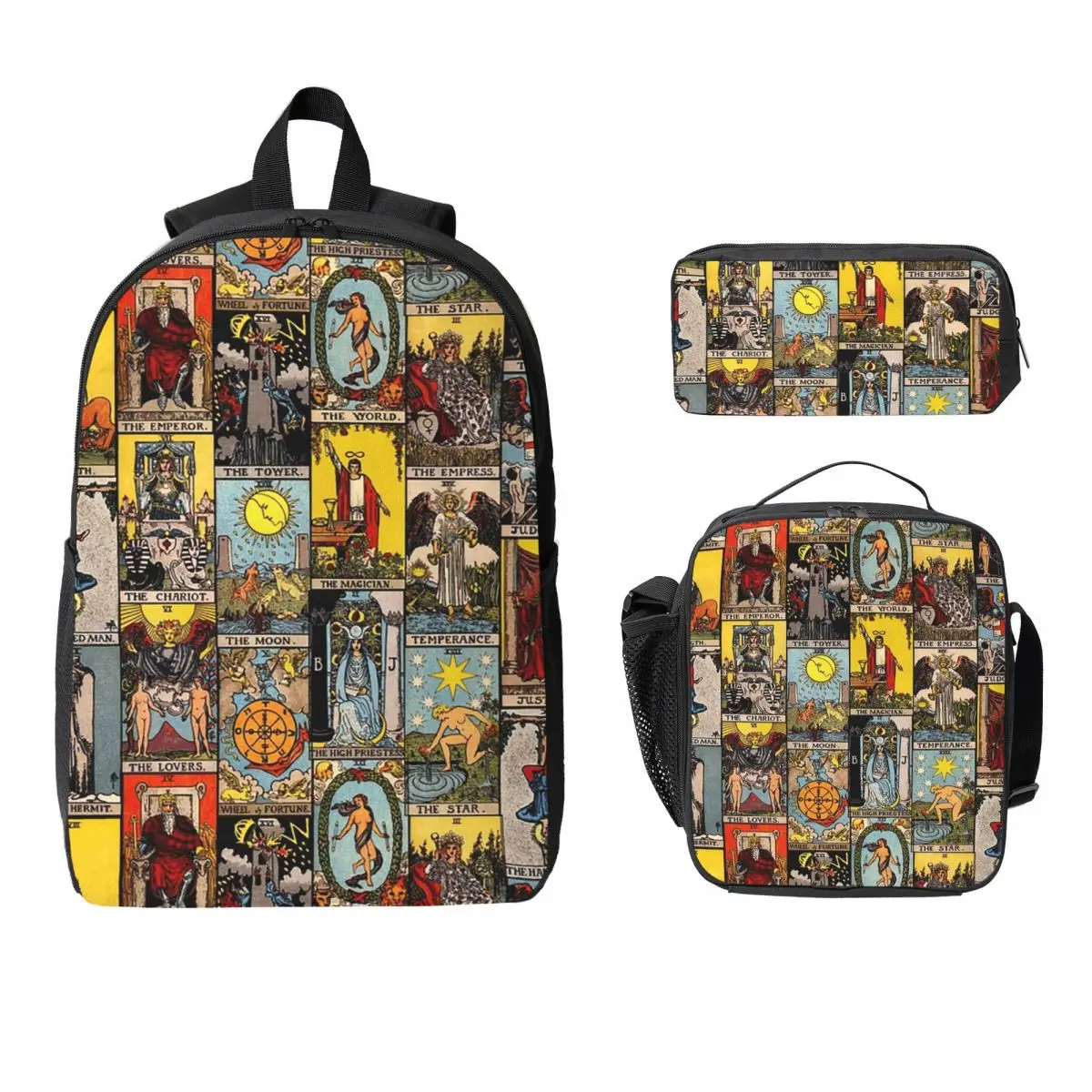 

The Major Arcana Of Tarot Backpack Boys Girls BookBag School Bag Computer Shoulder Bags 3ps Insulated Lunch Bag Pencil Case