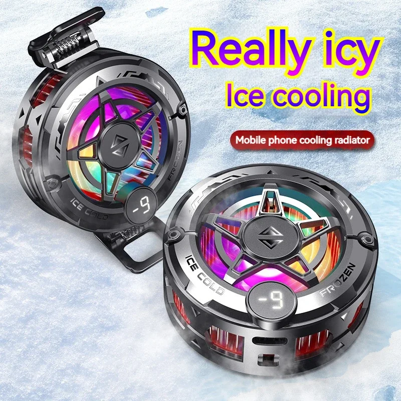 

K20 Universal Portable Magnetic Semiconductor Phone Cooler with Digital Display RGB Lights Powerful Cooling Fan for Gaming