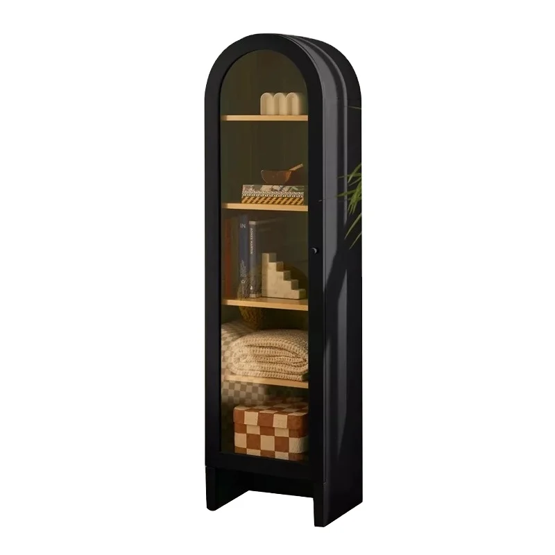 

American solid wood bookcase retro bookshelf French arched side cabinet