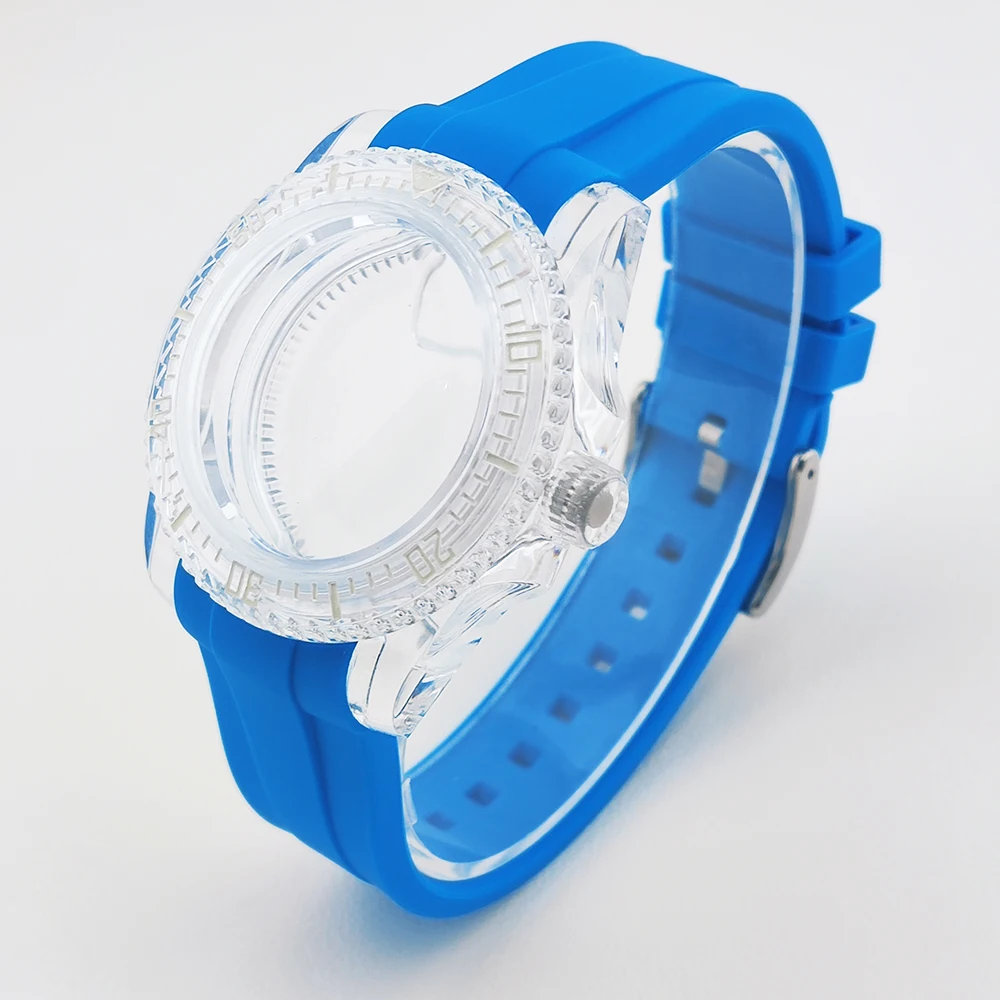 

Прозрачный корпус для часов 40 мм, корпус NH35, подходит для NH35, NH36, запасная часть механизма, одностороннее вращение, чехол для часов SUB, аксессуары