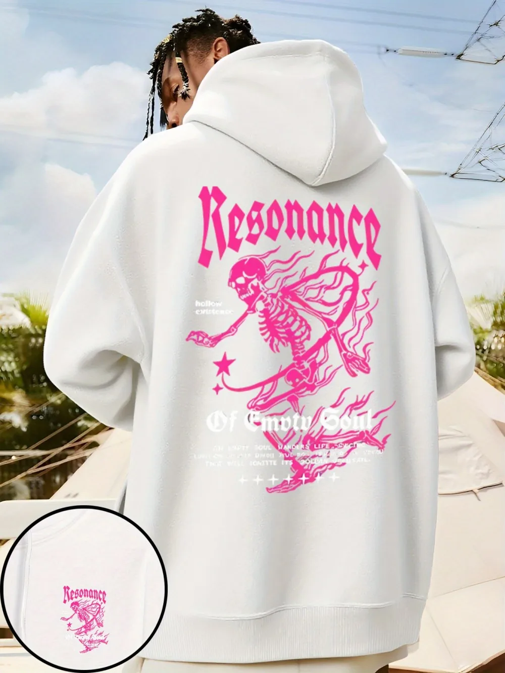European and American men's autumn Gothic skull letter print micro elastic comfortable hooded sweatshirt outdoor street style to