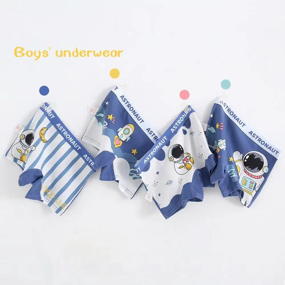 

4pcs Panties Cartoon Astronaut Boxer Soft Cotton Cartoon Kids Underwear Printing Briefs Boy Underpants Kid