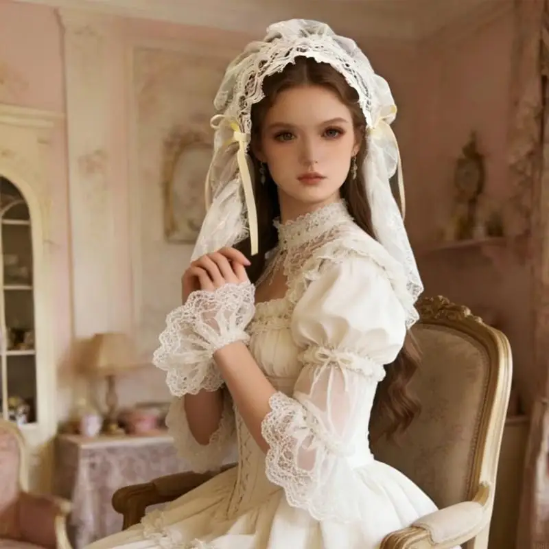 

Стильный готический кружевной шиньон, элегантное традиционное украшение для волос, головной убор для косплея, обруч для волос