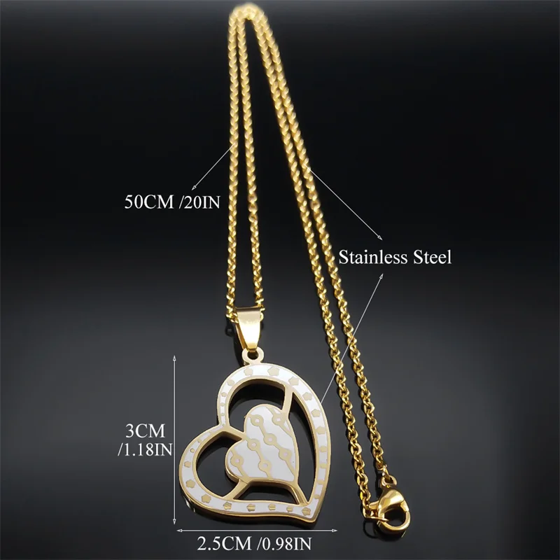 Fashion Love Heart Necklace Earrings Set Stainless Steel Gold Color Wedding Party Gift Jewelry Sets for Women bijoux SXS07