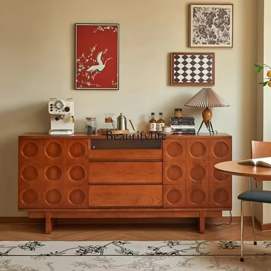 

LXFrench retro solid wood dining side cabinet, American storage against the wall, simple storage entrance cabinet