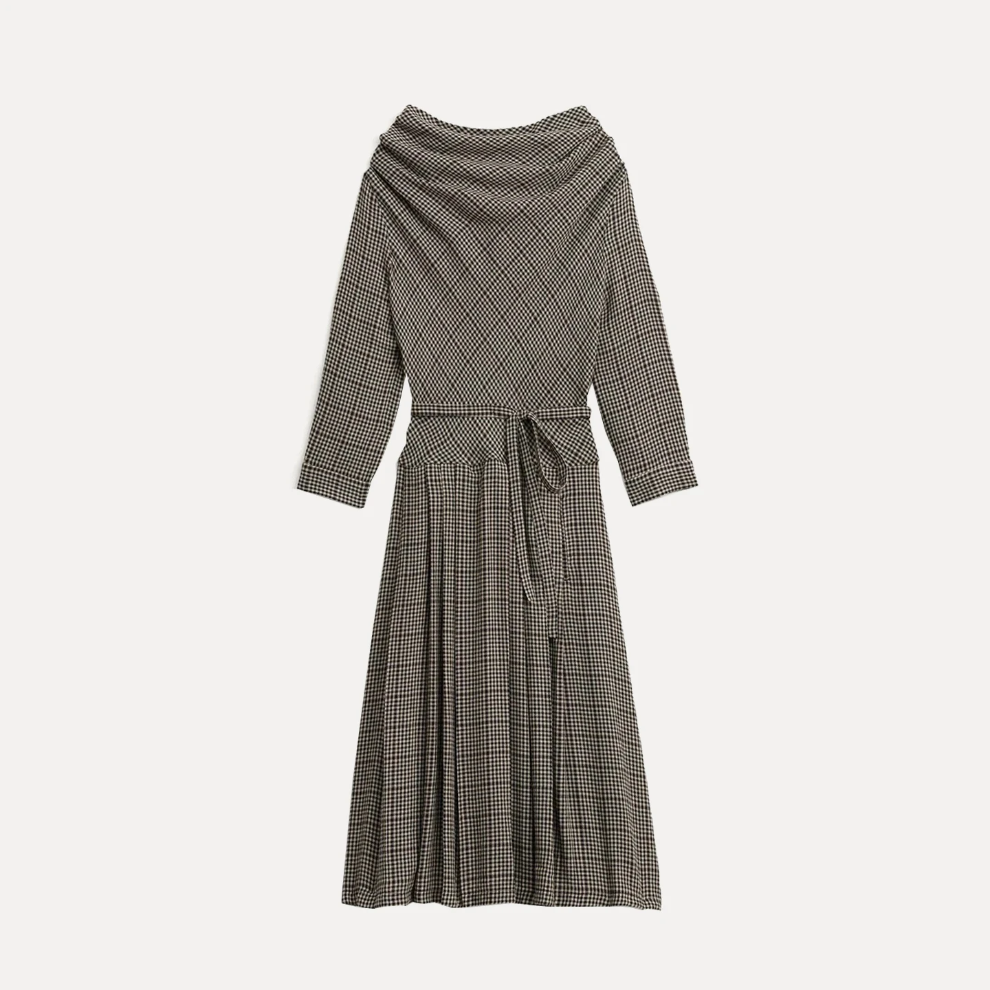 2025 Autumn New Sle Women's Faion Personali Wide Pleat Plaid Dr Z Long Sve Loose Fit Daily Wear