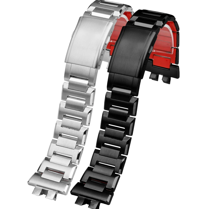 Ремешок для часов из нержавеющей стали для Casio, маленький серебристый ремешок для часов 3459, модифицированный ремешок для часов с Красной нижней частью, Аксессуары для браслета