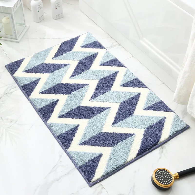 VIKAMA Spring Green Leaf Toilet Rug Easy to Clean Bathroom Floor Mat Ultra-fine Sand Bathroom Carpet Home Decoration