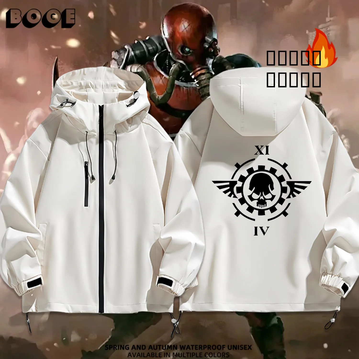 

Thickened Cotton Hooded Jacket for Men And Women Hammer 40K Mechanical God Teaching Game Collaborative Outerwear Waterproof C...
