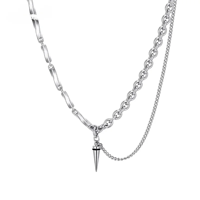 Trend sniper splicing cone pendant necklace cold wind collarbone chain