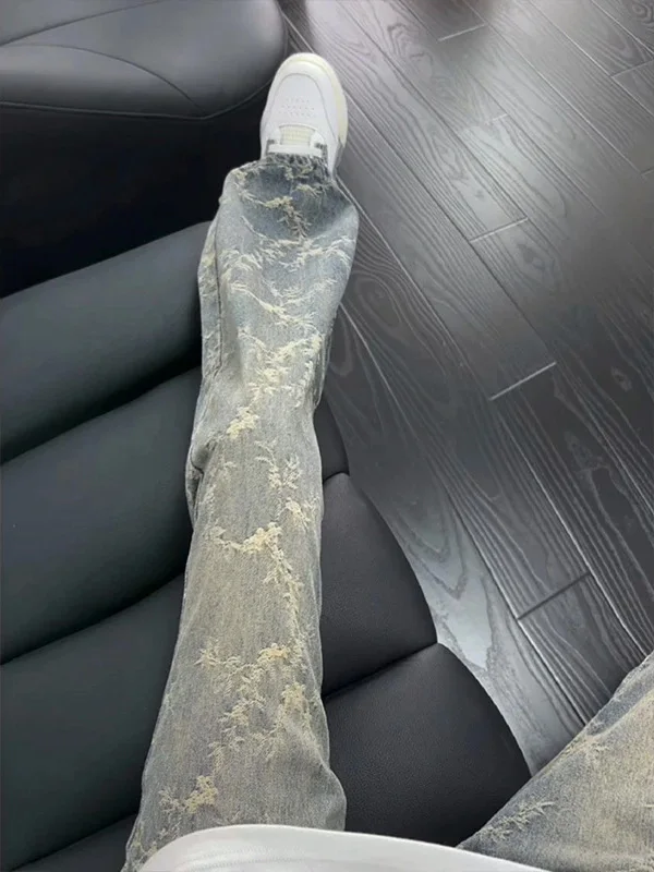 

Premium Feeling Themed Jeans Men's American Waed Straight Leg Summer Thin Micro Flared Knife Jeans Denim Cotton Polyester