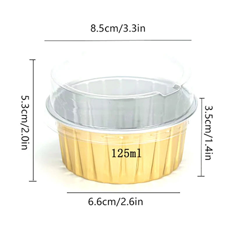 ミニ使い捨てベーキングカップ,アルミホイル,蓋付きケーキパン,スプーン,耐熱性,パーティー用マフィン,50個