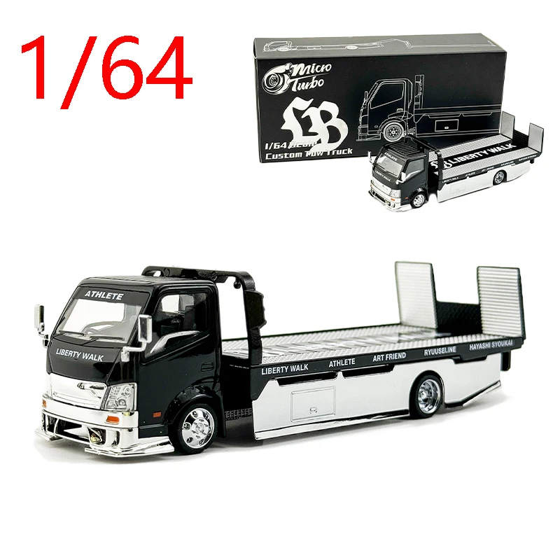 Diecast 1/64 Scale LB Trailer Flatbed Transporter Car Model Alloy LB Flatbed Trailer Electroplated Black Car Model Decoration