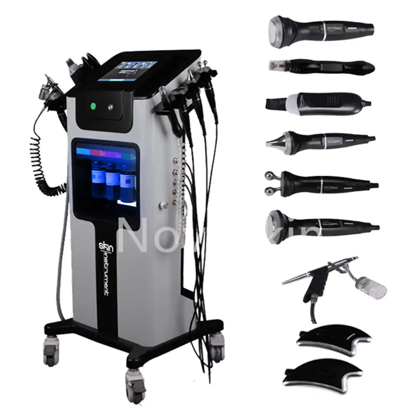 Professional 8 in 1 Oxygen Facial Galvanic Facial Machine Whitening Face cleansing Blackhead removal Aqua Peeling Facial Machin