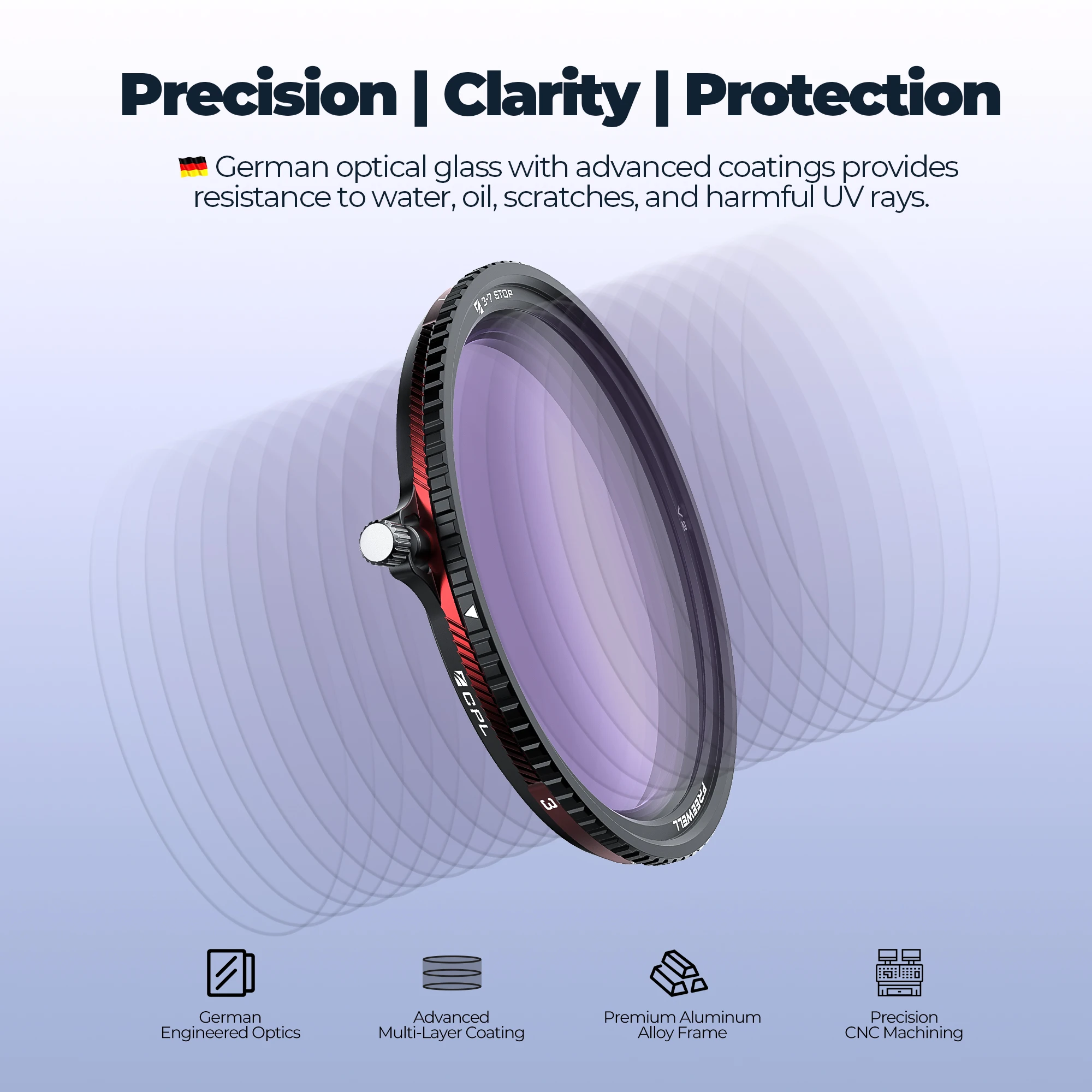 Freewell V2 Magnetic Hybrid VND/CPL 3-7 Stops Filter - Digital Cameras Premium Quality Adjustable VND and CPL Filter Combo