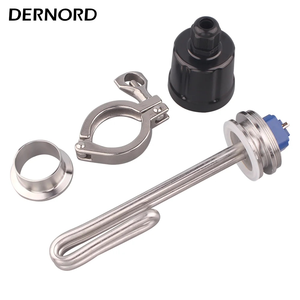 DERNORD 1.5 Inch(OD50.5mm)Tri-clamp Foldback Heating Element Stainless Steel 304 Immersion Water Heater Resistance 120V 1500W