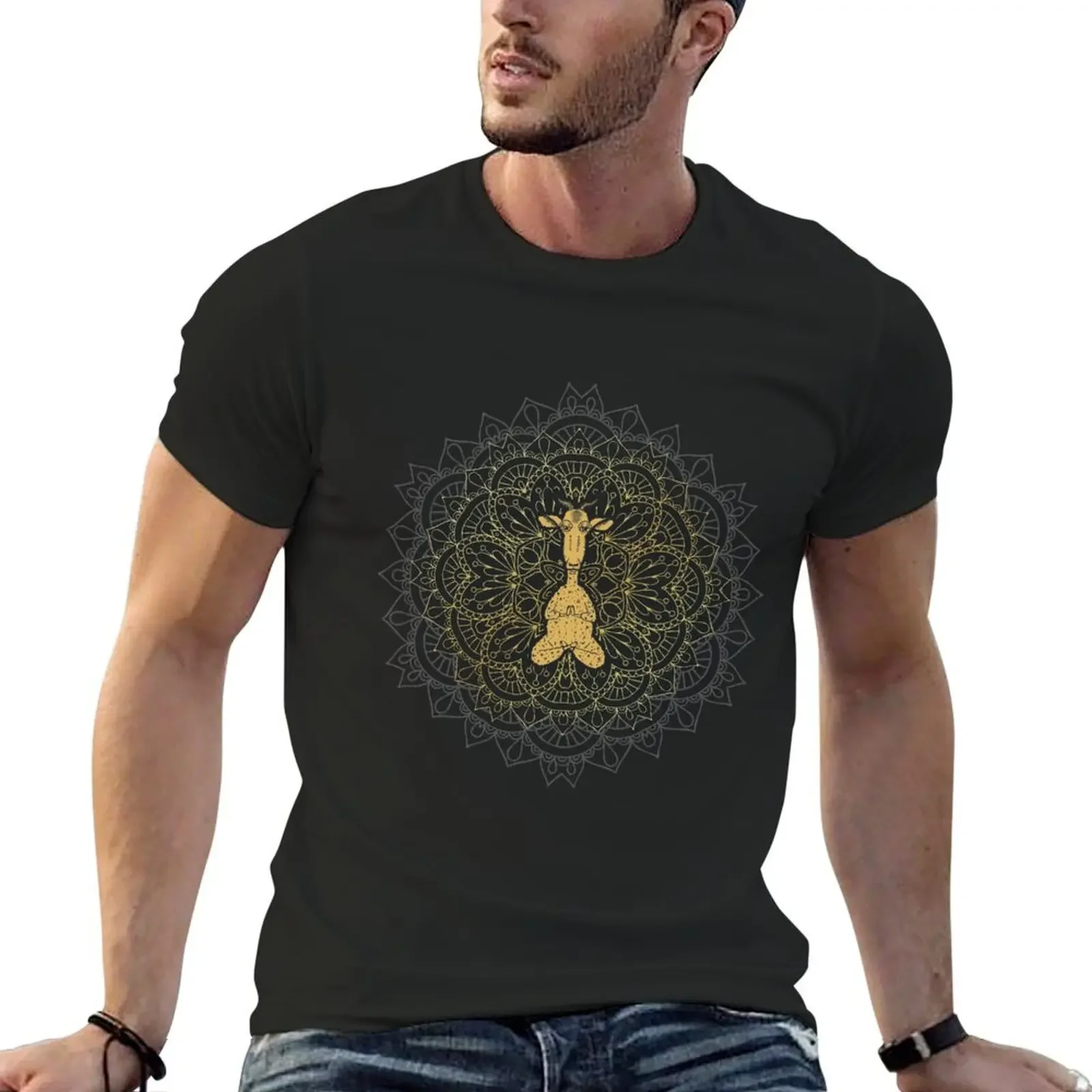 

Zen Goat Meditating Mandala - Golden T-Shirt blanks summer clothes summer top t shirts for men graphic