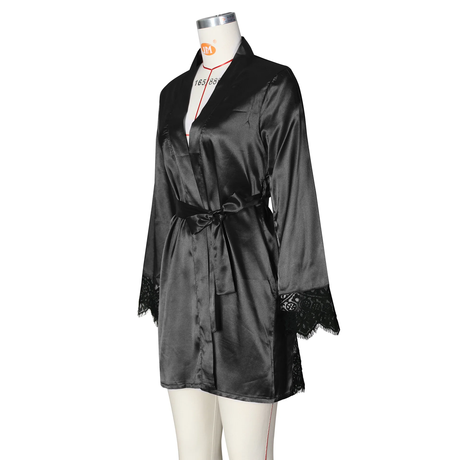Spring Women's Nightgown Sexy V-Neck See-Through Lace Cardigan Home Dress Bathrobe Pajamas Fashion Casual Comfortable Clothing