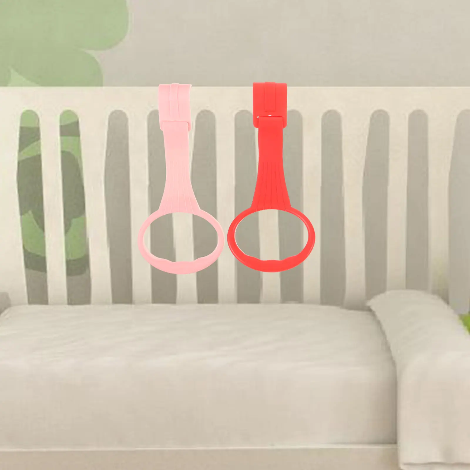 4Pcs Baby Crib Pull Rings Smooth Edges Easy Install Nursery Cot Rings Infant Walking Assist Tools Toddler Stand Support