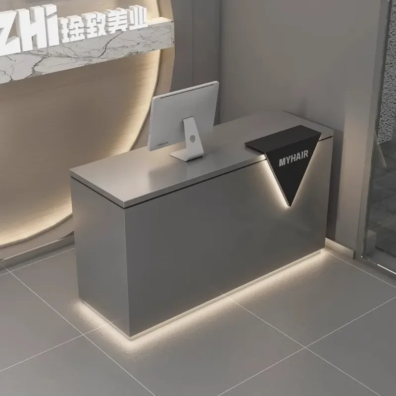 for Stainless Steel Checkout Counter Simple Matte Front Desk for Barber Shop Clothing Store Gym Dance Studio Bar