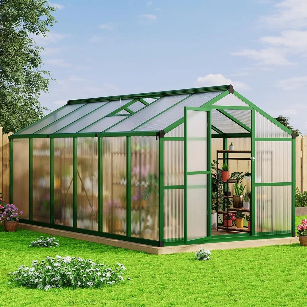

8x12 FT Greenhouse for Outdoors, Large Aluminum Greenhouses with Roof Vent and Quick Setup Structure, Greenhouse Heavy Duty with