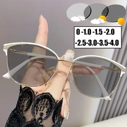 Cat Eye Frame Myopia Glasses Unisex Color Changing Ladies Near Sight Eyeglasses Finished Prescription Sunglasses Eyewear Diopter